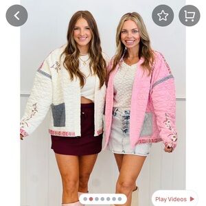 POL Pink Quilted Embroidered Jacket